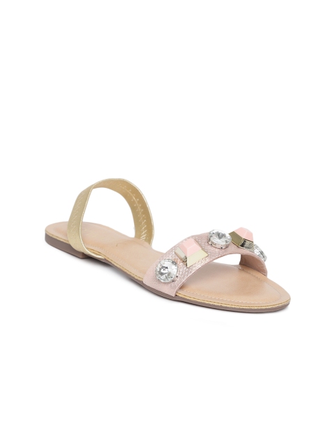 

Catwalk Women Peach-Coloured Studded Synthetic Open Toe Flats