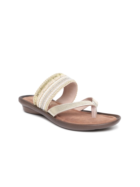 

Catwalk Women Gold-Toned Beaded Open Toe Flats