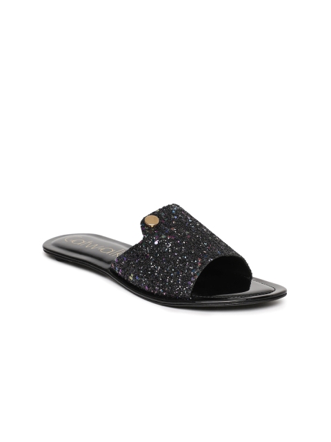 

Catwalk Women Black Solid Synthetic Open Toe Flats