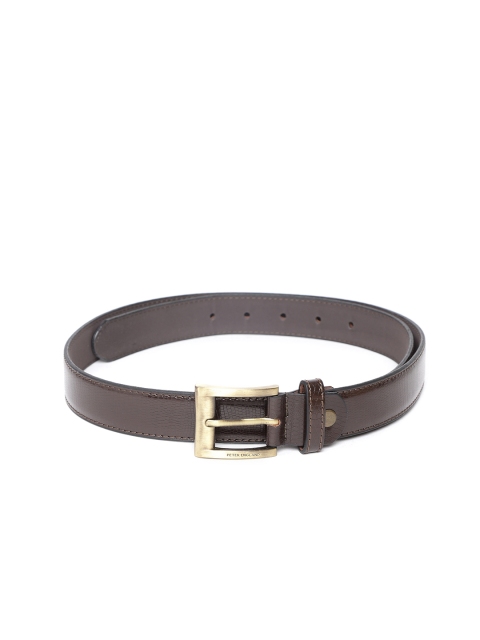 

Peter England Men Coffee Brown Textured Belt