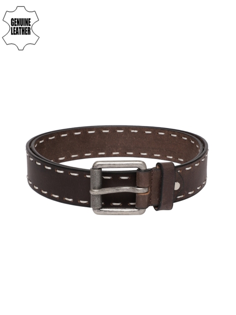 

Peter England Men Brown Solid Leather Belt