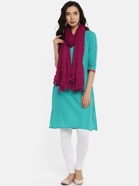 

Karigari Magenta Solid Pure Cotton Dupatta