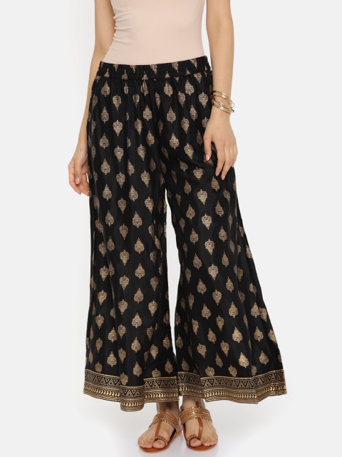 

Bronz Women Black Printed Flared Palazzos