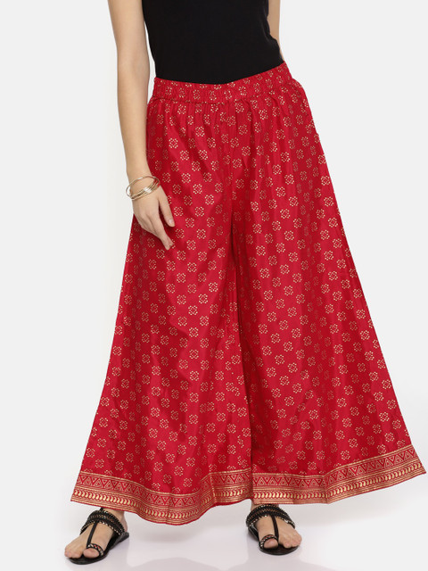 

Bronz Women Pink Printed Wide Leg Palazzos