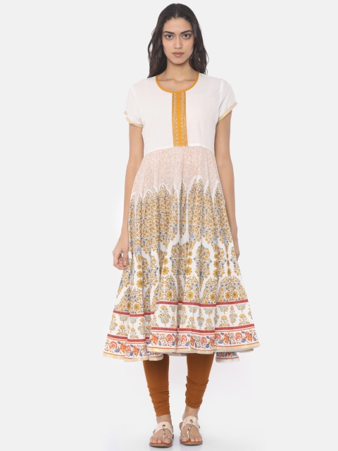 

Anahi Women Off-White & Brown Printed A-Line Kurta