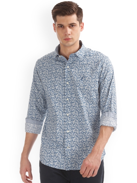 

Nautica Men Blue & White Printed Casual Shirt