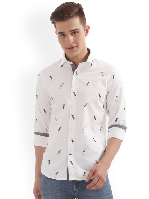 

Nautica Men White Printed Casual Shirt