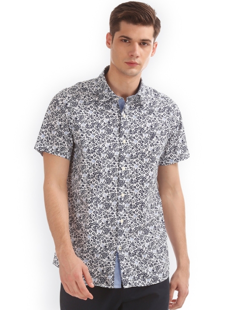 

Nautica Men Blue & White Regular Fit Printed Casual Shirt