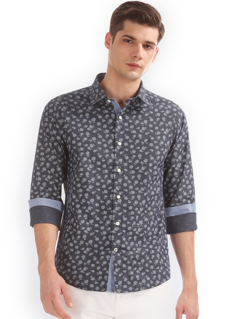 

Nautica Men Blue & Charcoal Slim Fit Printed Casual Shirt