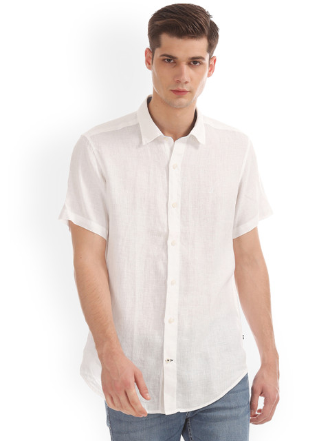 

Nautica Men White Classic Solid Casual Shirt