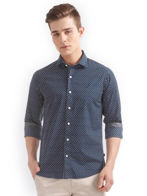 

Nautica Men Blue Slim Fit Printed Casual Shirt