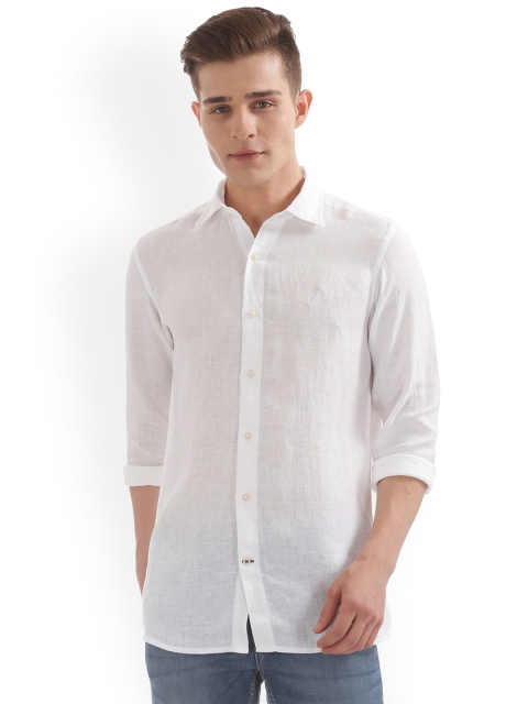 

Nautica Men White Solid Casual Shirt