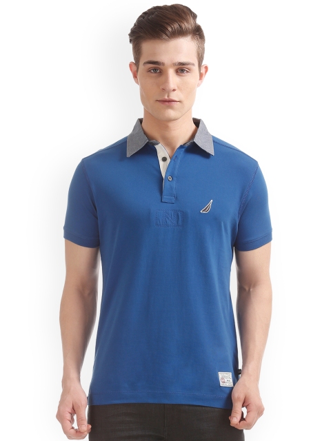 

Nautica Men Blue Solid Polo Collar Slim Fit T-shirt