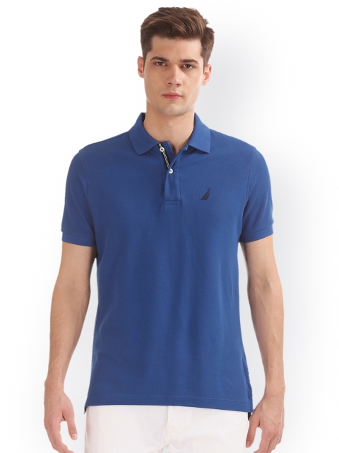 

Nautica Men Blue Solid Polo Collar Slim Fit T-shirt