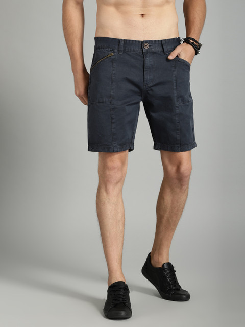 

RDSTR Men Navy Blue Solid Regular Fit Chino Shorts