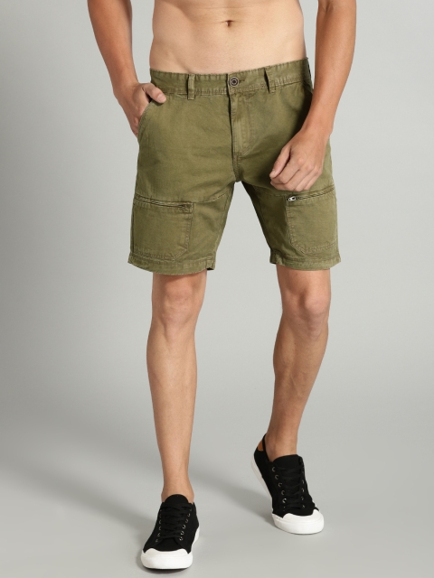 

Roadster Time Travlr Men Olive Green Solid Regular Fit Shorts