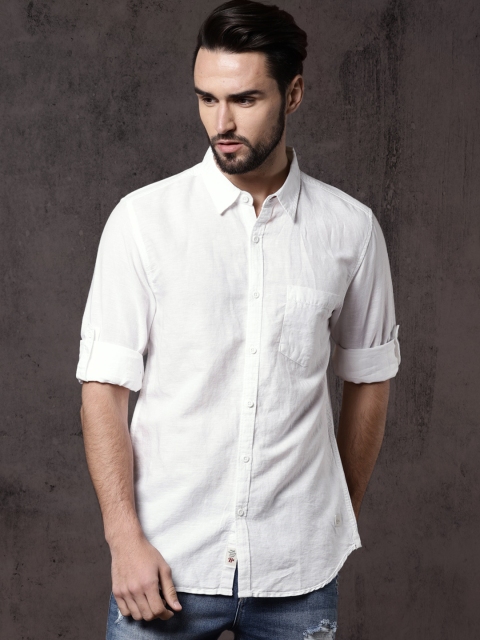 

Roadster Men White Regular Fit Solid Casual Shirt