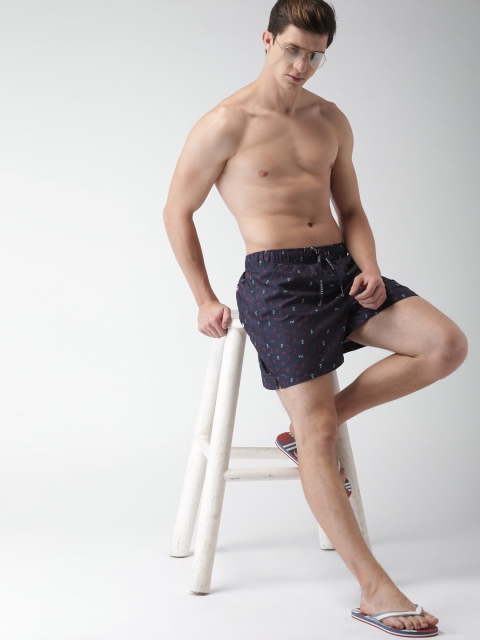 

Tommy Hilfiger Men Navy Printed Swim Shorts P8ABN125, Navy blue