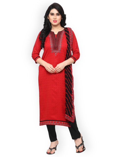 

Kvsfab Red & Black Pure Cotton Embroidered Unstitched Dress Material