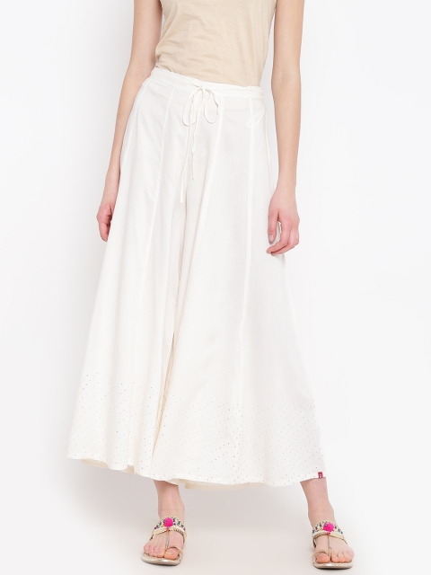 

Biba Women White Solid Flared Palazzos