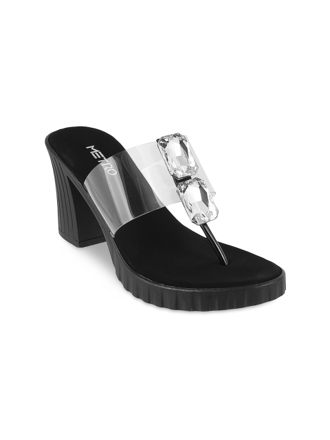 

Metro Women Black Embellished Block Heels