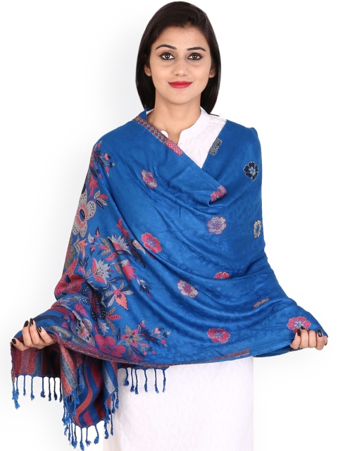 

Anekaant Women Blue Woven Design Jacquard Shawl