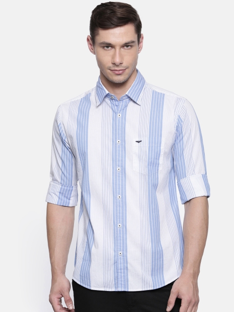 

Park Avenue Men Blue & White Slim Fit Striped Casual Shirt