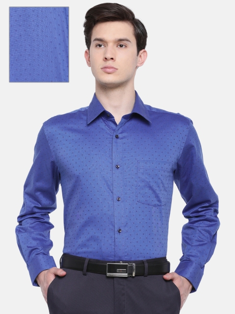 

Park Avenue Men Blue Regular Fit Self Design Formal Shirt