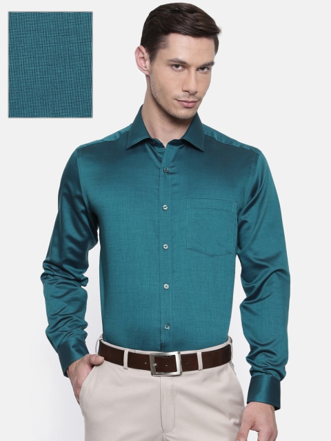 

Park Avenue Men Teal Regular Fit Self Design Wrinkle Free Formal Shirt