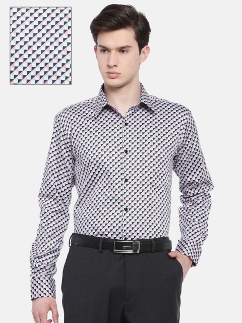 

Park Avenue Men Black & Grey Slim Fit Geometric Printed Formal Shirt