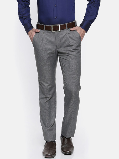 

Park Avenue Men Grey Super Slim Fit Self Design Formal Trousers