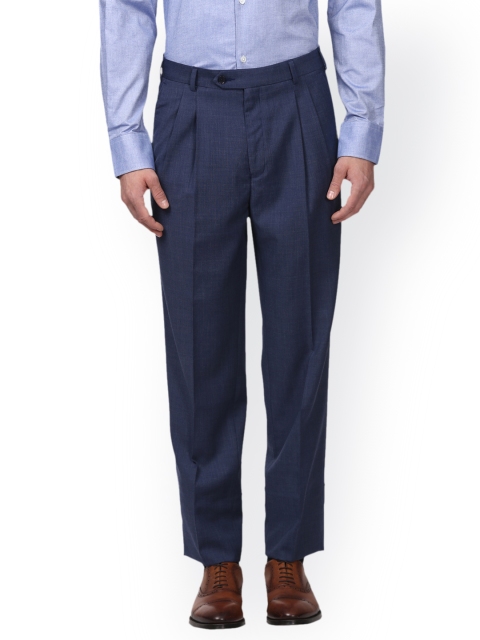 

Raymond Men Blue Regular Fit Solid Formal Trousers