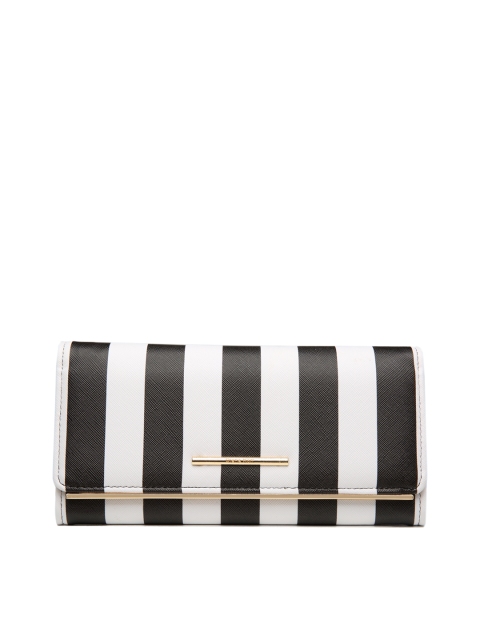

Diana Korr Women Black & White Striped Two Fold Wallet