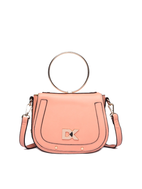 

Diana Korr Peach-Coloured Solid Sling Bag