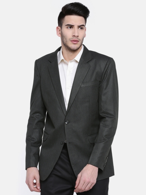 

Oxemberg Men Charcoal Grey Single Breasted Modern Tapered Fit Formal Blazer