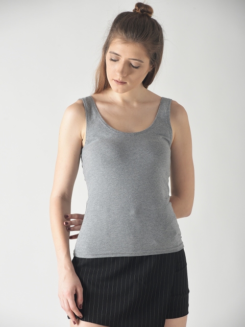 

FOREVER 21 Women Grey Melange Solid Regular Top
