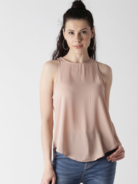 

FOREVER 21 Women Beige Solid A-Line Top