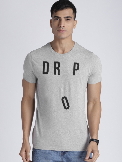 

Splash Men Grey Melange Printed Round Neck T-shirt