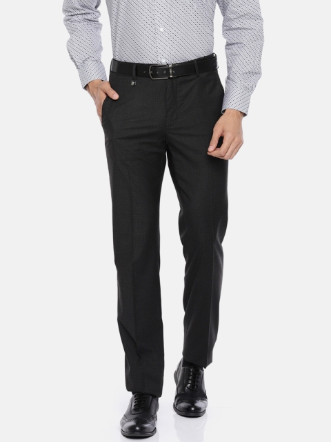 

Van Heusen Men Black & Grey Slim Fit Regular Trousers