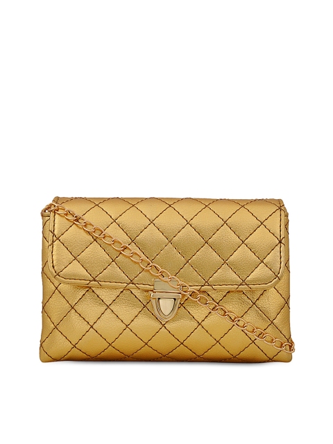 

yelloe Gold-Toned Self Design Sling Bag