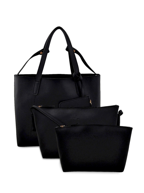 

yelloe Set of 3 Black Solid Handbag