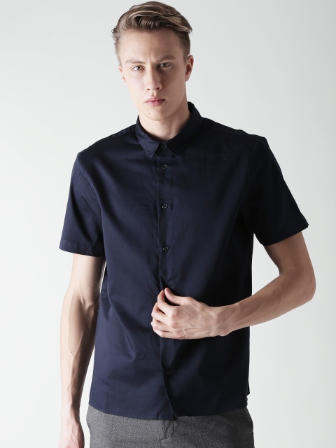 

FOREVER 21 Men Navy Regular Fit Solid Casual Shirt, Navy blue
