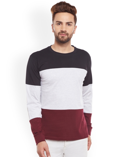 

The Dry State Men Charcoal & Maroon Colourblocked Round Neck Slim Fit T-shirt