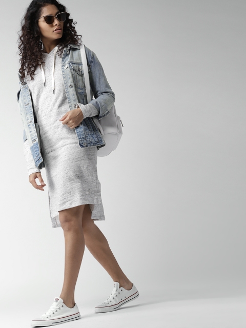 

FOREVER 21 Women Grey Melange Solid A-Line Dress