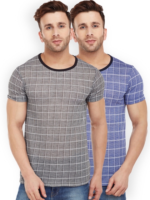 

VIMAL Men Cotton Pack Of 2 Round Neck T-Shirts, Grey