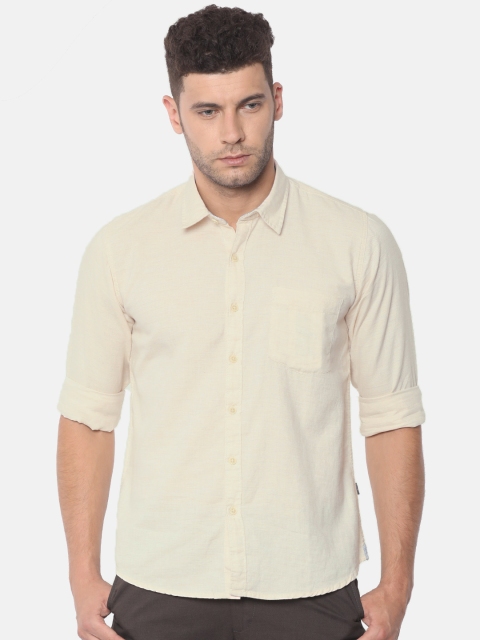 

Pepe Jeans Men Beige Regular Fit Solid Casual Shirt