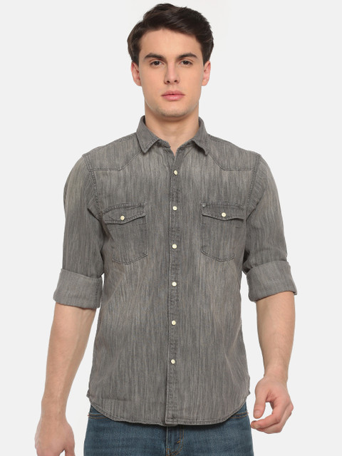

Pepe Jeans Men Grey Regular Fit Faded Casual Shirt