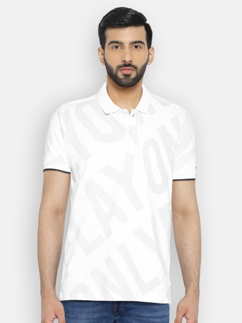 

Pepe Jeans Men White Printed Polo T-shirt