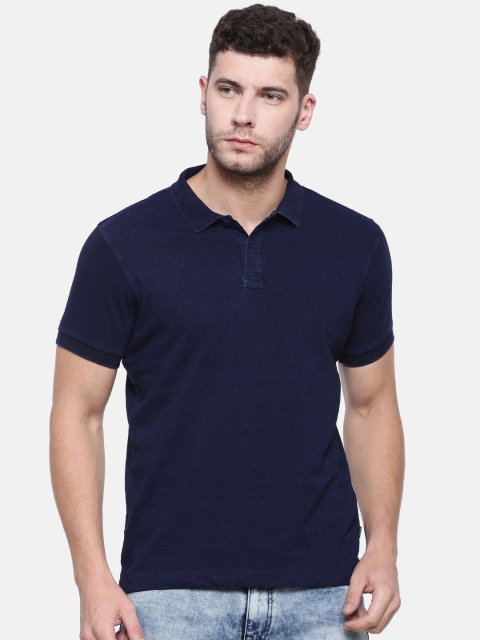 

Pepe Jeans Men Navy Solid Polo Collar T-shirt, Navy blue