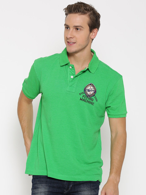 

Flying Machine Men Green Polo T-shirt